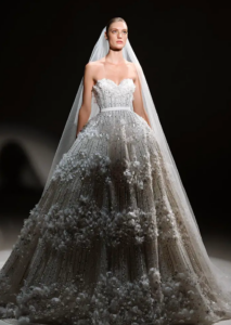 Elis Saab Wedding Dress with Feathers